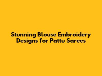 Stunning Blouse Embroidery Designs for Pattu Sarees