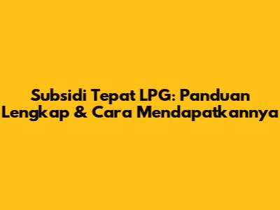 Subsidi Tepat LPG: Panduan Lengkap & Cara Mendapatkannya