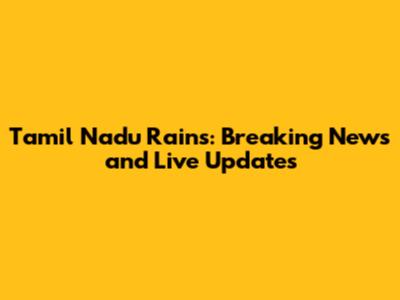Tamil Nadu Rains: Breaking News and Live Updates