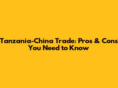 Tanzania-China Trade: Pros & Cons You Need to Know