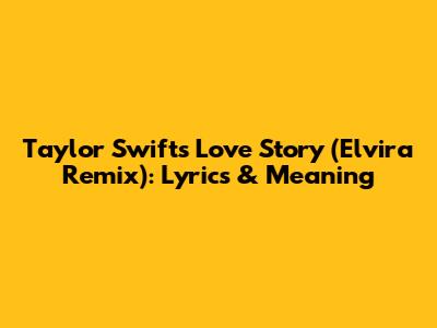 Taylor Swift's Love Story (Elvira Remix): Lyrics & Meaning