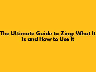The Ultimate Guide to Zing: What It Is and How to Use It