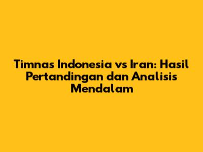 Timnas Indonesia vs Iran: Hasil Pertandingan dan Analisis Mendalam