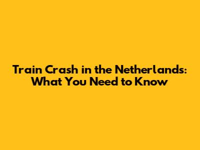 Train Crash in the Netherlands: What You Need to Know