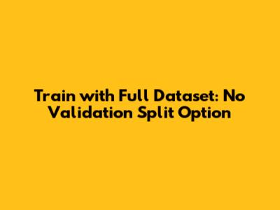 Train with Full Dataset: No Validation Split Option