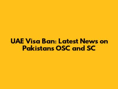UAE Visa Ban: Latest News on Pakistan's OSC and SC