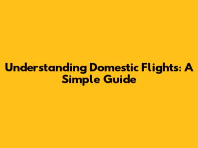 Understanding Domestic Flights: A Simple Guide