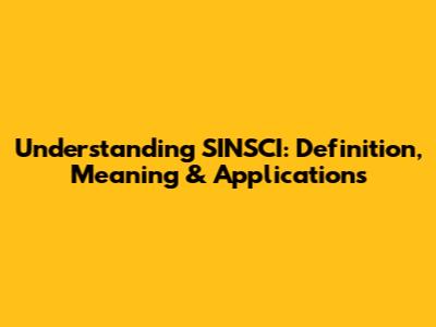 Understanding SINSCI: Definition, Meaning & Applications