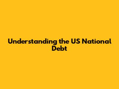 Understanding the US National Debt