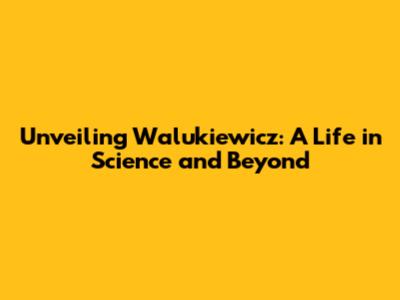 Unveiling Walukiewicz: A Life in Science and Beyond