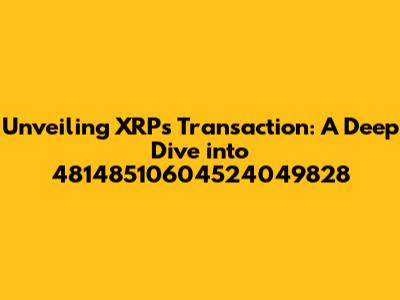 Unveiling XRP's Transaction: A Deep Dive into 48148510604524049828