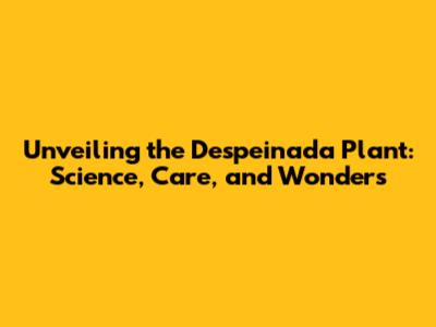Unveiling the Despeinada Plant: Science, Care, and Wonders