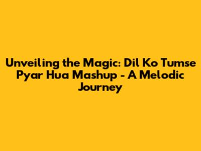 Unveiling the Magic: 'Dil Ko Tumse Pyar Hua' Mashup - A Melodic Journey