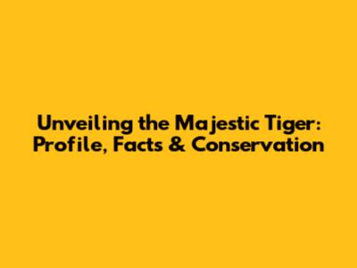 Unveiling the Majestic Tiger: Profile, Facts & Conservation