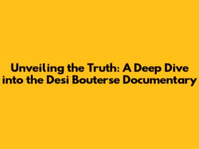 Unveiling the Truth: A Deep Dive into the Desi Bouterse Documentary