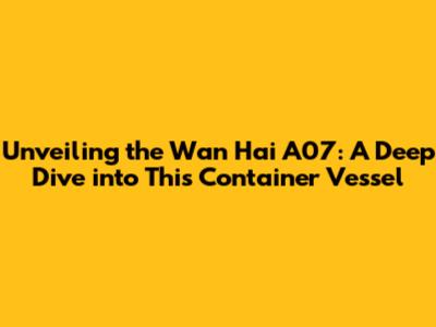 Unveiling the Wan Hai A07: A Deep Dive into This Container Vessel