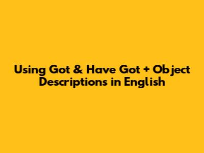 Using "Got" & "Have Got" + Object Descriptions in English