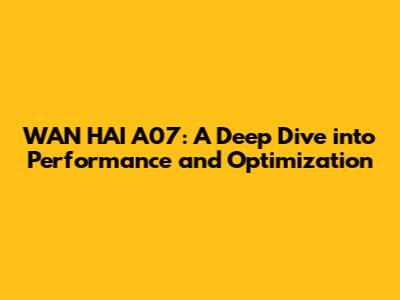 WAN HAI A07: A Deep Dive into Performance and Optimization