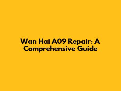 Wan Hai A09 Repair: A Comprehensive Guide
