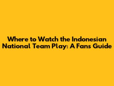 Where to Watch the Indonesian National Team Play: A Fan's Guide