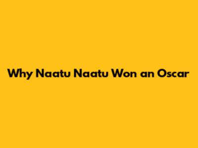 Why Naatu Naatu Won an Oscar