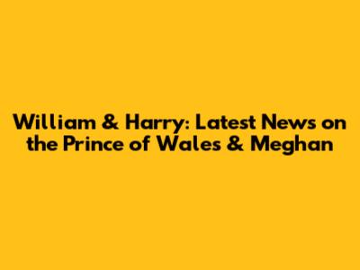 William & Harry: Latest News on the Prince of Wales & Meghan