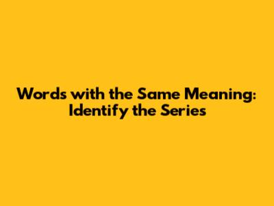 Words with the Same Meaning: Identify the Series