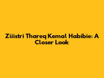 Ziiistri Thareq Kemal Habibie: A Closer Look